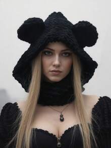 Festive Bear Ears Knit Hat & Scarf Set - Winter Fashion For Women, Christmas & Holiday Gift Idea - Multicolor - View 13