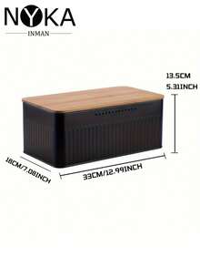 NYKAINMAN Boîte à pain en métal blanc/noir réutilisable avec couvercle en bois - Récipient de rangement de cuisine rectangulaire pour conserver le pain, les toasts, les fruits et les légumes - Multicolore - Voir 17