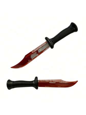 1pc Halloween Prop Performance Anime Prop Prank Bleeding Fake Knife Plastic Realistic Bloody Movie Prop