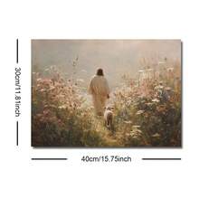 1pc Framed/Unframed Jesus Leaves The 99 Poster Good Shepherd Floral Christian Religious Wall Art Canvas Print Minimalist The Lost Sheep Faith Art Aesthetic Decor Painting For Apartment,Living Room,Bedroom,Modern Home Decoration - Multicolor - View 8