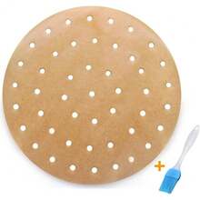100-Pack 9 Inch Unbleached Steamer Liners, Perforated Parchment Paper Rounds For Air Fryer, Bamboo Steamer & Cooking - Non-Stick - Air Fryer Liners - 9 inches - Unbleached - View 1