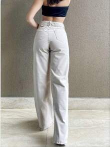 Women's High Waisted Butt Lifting Pantaloon Jeans - BEIGE - Ver 2