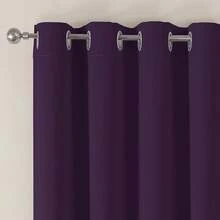 VEHEDE Cortinas Opacas de Color Beige Claro para salón, Cortinas térmicas, protección contra el frío, con Ojales, Cortinas Opacas, separadores de Habitaciones, 229 x 140 cm, Juego de 2 Unidades - Morado - Ver 1