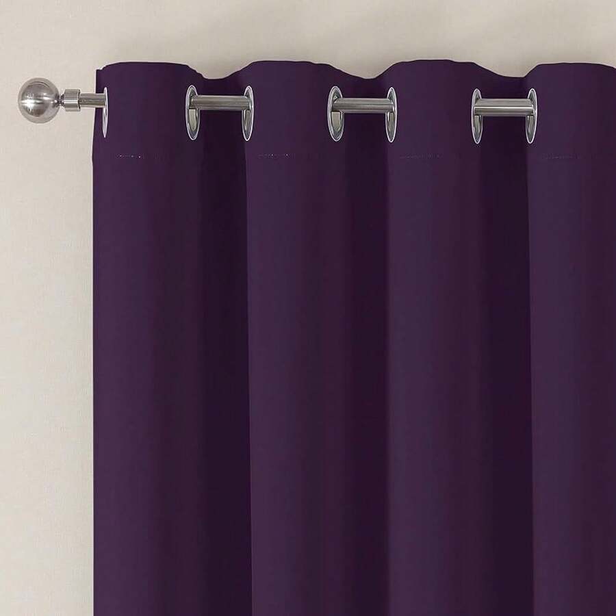 VEHEDE Cortinas Opacas de Color Beige Claro para salón, Cortinas térmicas, protección contra el frío, con Ojales, Cortinas Opacas, separadores de Habitaciones, 229 x 140 cm, Juego de 2 Unidades - Morado - Ver 1