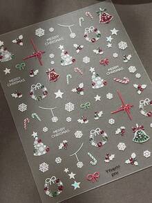 1 Foglio di Adesivi per Unghie Natalizi, Albero di Natale Aurora, Campana di Natale, Bastoncino di Zucchero, Realizzati in Gel, Decorazioni Natalizie 3D in Rilievo, Adesivi per arte di unghie Autoadesivi, Adatti per Manicure Fai-da-Te di Dita di Mani e Piedi di Donne e Ragazze, Regalo Natalizio