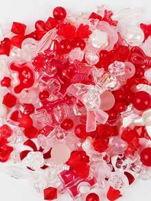 1 sac/20g de perles acryliques mélangées au hasard pour bracelet, collier, chaîne de téléphone, fleur, nœud, accessoires de bijoux en forme de cœur DIY (styles aléatoires)