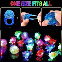 CCINEE 24Pcs Light Up Rings Flashing Assorted Colorful LED Rubber Bumpy Jelly Rings Glow In Dark Finger Toys For Party Supplies Prizes Novelty Gifts Party Bag Filler