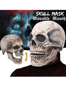 Máscara de silicona, material de látex natural, calavera con movimiento de boca, perfecta para Halloween, cosplay, fiestas, fotografía, cosplay
