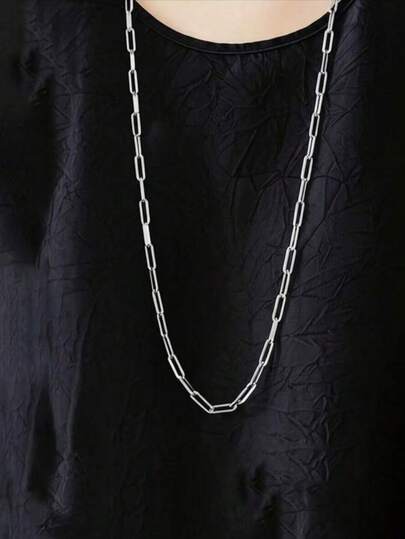 1 pezzo Collana lunga con pendente quadrato geometrico in argento, design alla moda adatto per uso quotidiano da donna