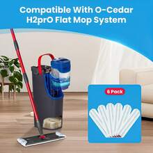 6 Pack Mop Pads O-Cedar H2prO Flat Mop System, Replace Microfiber Mop Pad Refill Easy Cleaning Mop Washable Reusable2687 - 白色 - 查看 2