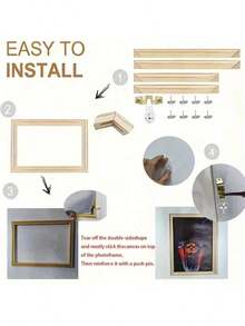 SESE HOME - 1 set DIY 4 barres en bois Cadre photo en bois sur canevas (nécessite un assemblage)(sans verre) Cadre photo en bois de pin DIY Peinture à l'huile canevas Décoration murale Peinture Cadre photo en diamant Bande de bois épaisse Cadre photo en soie Peinture Pratique Décoration d'intérieur