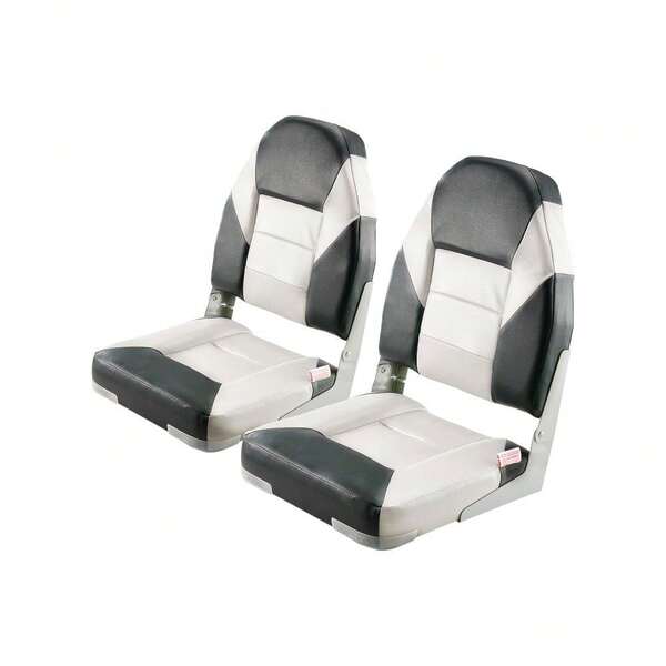 High Back Flip-Up Boat Seat With Sponge Cushion – Black & Grey Durable Marine Seating