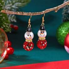 European And American Christmas Party Fashion Pearl Earrings, Snowman Earrings, Women's Minimalist, High-End Colorful Christmas Hats, Snowman Earrings