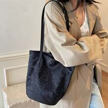 Women's Rivet Bucket Bag Butterfly Pattern Shoulder Bag For Work Daily Shopping Travel - Black - View 1