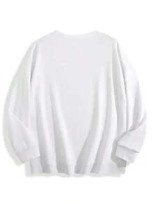 Women's Dandelion & 'Just Breathe' Slogan Print Sweatshirt - Vintage Casual Long Sleeve Round Neck Pullover, Autumn Winter Cozy Gift For Women, Retro Style, Cute Sweatshirts, Comfortable Clothing, Artistic Design, Soft Fabric Comfortable Cotton Round Neck Sweatshirt, Suitable For Sports And Commuting - trắng - Xem 3