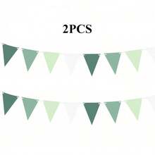 1 pieza/2 piezas/3 piezas/5 piezas Decoraciones de fiesta verde salvia Banderines de tela triangulares de color verde aguacate Banderines, guirnaldas y serpentinas para cumpleaños, boda, baby shower, selva, verano, golf, Navidad y fiestas al aire libre