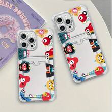 Cute Cartoon Pattern Transparent Four-Corner Shockproof Phone With Card Holder, Compatible With 15 Pro/15 Plus/15 Pro/15, 14 Pro/14 Plus/14 Pro/14, 13 Pro/13 Pro/13/13, 12 Pro/12 Pro/12/12, 11 Pro/11 Pro/11, XS/XR/XS/S - Màu sắc hỗn hợp - Xem 7