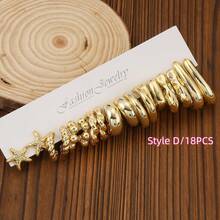 2pcs-66pcs/Set European And American Fashion Geometric Golden-Plated Earrings With Different Styles,Water Drop&Starfish,Suitable For Ladies' Daily Wear And Holiday Gift Giving