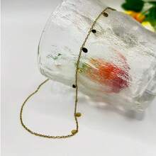 Minimalist Fashionable Gold Stainless Steel Tassel Round Pendant Necklace, Suitable For Women