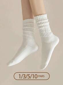 1 双女式 168D 针织马镫保暖袜，JK 学院风腿套，芭蕾舞袜，秋冬 - 白色 - 查看 4