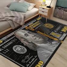 1 pieza Alfombra decorativa de piso con estampado de dólar divertido, alfombra de baño absorbente antideslizante y lavable, negra, suave y cómoda, alfombra de bienvenida rectangular, accesorios de baño, decoración del hogar, decoración de la habitación, decoración navideña