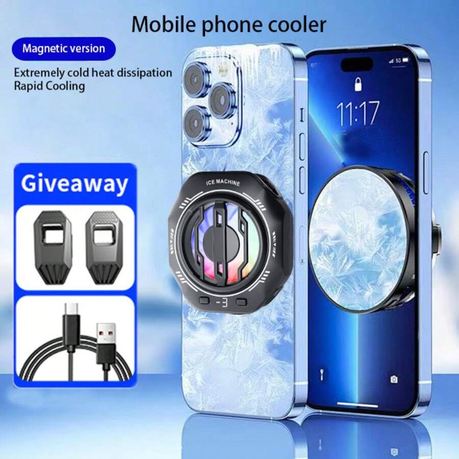 1 pieza Ventilador de enfriamiento magnético y de clip para teléfono en color negro