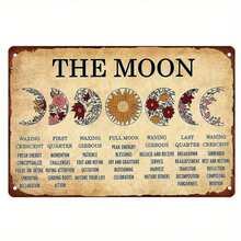 1 Piece, Moon Phase Iron Sign - Witchcraft, New Year, Parents, Home Office, Restaurant And Garage Bar Decoration - 12x8inch , 2D Flat Effect, English, Wall Hanging, Bedroom Decoration