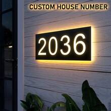 Có 4 kích cỡ! Biển số nhà bằng kim loại, bảng địa chỉ cá nhân hóa, số cửa, số phòng khách sạn. - màu đen - Xem 1