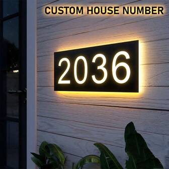 ¡Disponible en 4 tamaños! Número de casa de metal, placa de dirección personalizada, número de puerta, letrero de números de habitación de hotel