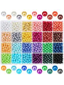 Pearl Beads Kit, Mix Colors Round Faux Pearl Beads Kit For Jewelry Making, DIY Friendship Bracelets Necklace Key Accessories Crafts