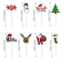 Christmas Theme Cupcake Decorations - Christmas Tree, Santa Claus, Reindeer, Snowflake Cake Toppers, Merry Christmas, Winter Baby Shower, Birthday Party Cake Supplies