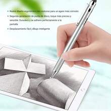 M TK MOVETECK Stylus Pen, Lápiz Capacitivo Universal 3 en 1, con Bolígrafo, Disco Capacitivo preciso y Punta, para Todas Las Pantallas táctiles capacitivas teléfonos celulares, tabletas, portátiles 0953890 - Plateado - Ver 4