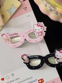 Sanrio 2 piezas Clip de pelo con diseño de Hello Kitty de dibujos animados, regalo de Navidad con decoración navideña linda