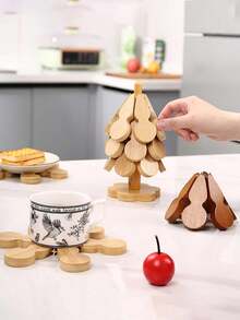 一棵树隔热垫防烫耐高温家用餐桌垫，高档圣诞树葫芦餐桌锅碗垫摆件，创意造型，既隔热又装饰，弹性收缩，使用灵活，收纳方便，可放置锅/杯/盘/碟，居家必备 - 彩色 - 查看 4