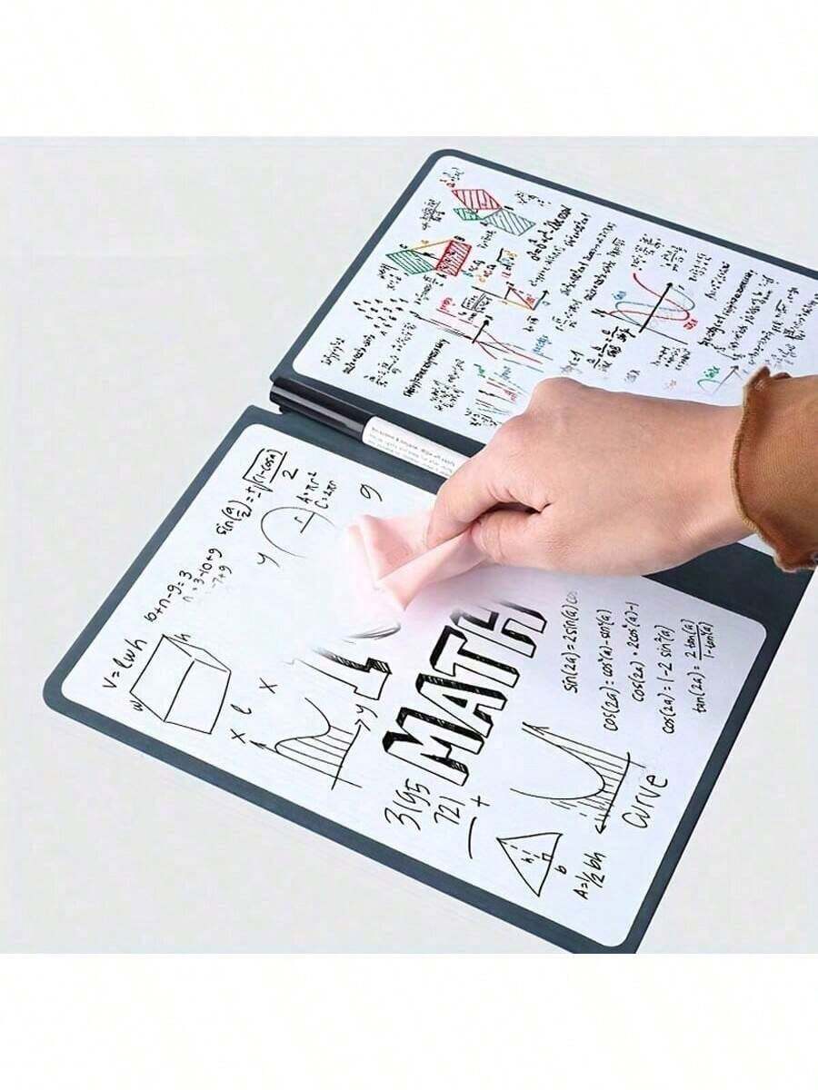Portable & Fashionable A5 Reusable Whiteboard Notebook: Weekly Planner, Faux Leather Notepad, Comes With Whiteboard Marker And Eraser Cloth, School Supplies, Back To School Season (Style And Color Random, Includes Cleaning Cloth And Pen) - Multicolor - View 1
