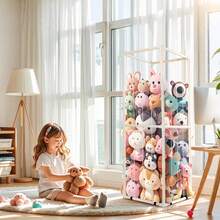 Stuffed Animal Storage Zoo Stuffed Animal Holder Space Save Vertical Stuffed Animals Storage PVC With Elastic Band And Net For Playroom Bedroom Nursery (White)