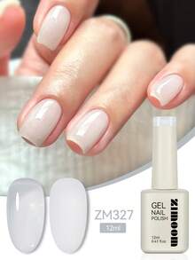 ZIMOOM 12毫升果冻凝胶指甲油，半透明自然色，果冻白指甲油，可卸除，UV/LED美甲灯适用，适合在家美甲沙龙或美甲店使用，女士礼物