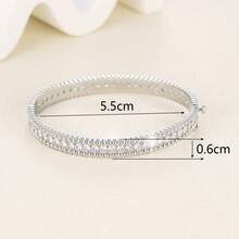1pc Fashionable & Elegant Zirconia Studded Narrow Bangle Bracelet, Suitable For Daily Wear, Parties And Formal Events