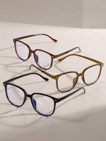 3pcs Women's Cat Eye Fashion Flat Glasses, New Autumn Collection, Suitable For Daily Wear, Photo Shooting, Party & Gathering