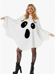 1pc Adult White Ghost Hooded Cloak, Can Be Used As Costume Prop For Halloween Party - White - View 9