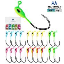 MAFIMOEA 20/25/30 piezas Anzuelos de pesca de colores, anzuelos de pesca compatibles con varios cebos de gusano, adecuados para black bass, trucha, bagre - Pesca de agua dulce y salada