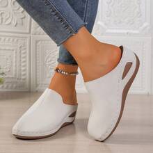 Women's Casual Slip-On Sandals With Wedge Heel, Non-Slip, Closed Toe, Plus Size, All Season - Beige - View 8