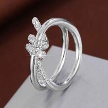 1pc Minimalist Twisted Rope Knot Design Artificial Zirconia Stone Women Ring - Multicolor - View 27