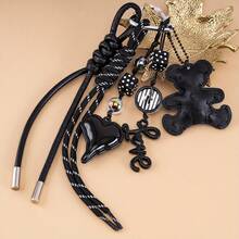 Keychains For Men And Women, Niche High-End Pu Leather Black Bear Love Keychain Pendant, Fashionable And Personalized Hand-Woven Rope Bag Pendant, Car Keychain Accessories, Couple Creative Gift Diy Jewelry Gift Bag Hanging - Multicolor - View 1