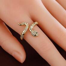 1pc Adjustable Cartoon Snake Design Cubic Zirconia Embellished Ring For Women