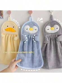 Hangable Absorbent Towel, Hand Towel, Baby Hand Towel, Cute Penguin Duck, Little Yellow Duck Hand Towel - 藍色 - 查看 2