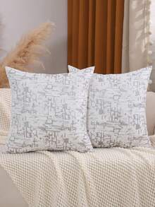 Decorative Grey Geometric Jacquard Throw Pillow Cover For Living Room, Bedroom, Sofa,Fall Decor,Autumn Decor,Room Decor - Grey - View 8