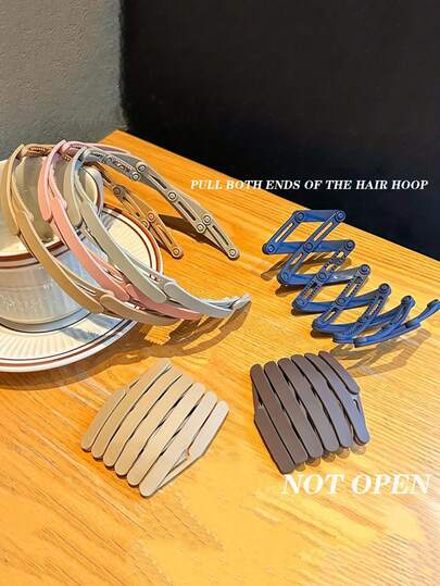 1 Stück verstellbares rutschfestes Haarband aus Harz, faltbares dünnes Stirnband für Frauen und Mädchen, solide breite dehnbare Haargummis für Reise, Sport, Workout, Yoga, Haarschmuck in Schwarz, Beige, Braun, Pink, Grau, Weiß