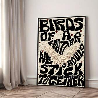 Vintage Art Decor Style Music Album Poster - Birds Of A Feather Should Together - Ink Art Print On Canvas - Frameless Wall Decor For Living Room, Bedroom, Office, Hallway - Indoor Artwork