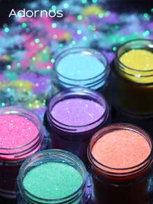 6瓶闪亮彩虹树脂闪光填充材料圣诞节礼物闪亮环氧树脂颜料DIY工艺品环氧树脂摇瓶填料 - 彩色 - 查看 6